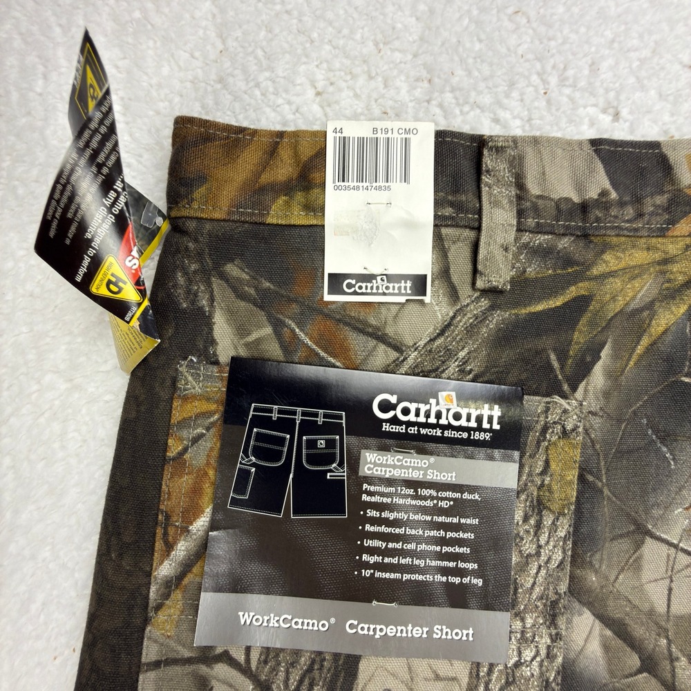 Carhartt Work Camo Carpenter Shorts Realtree Hardwoods Mens 44 B191 CMO NWT NOS